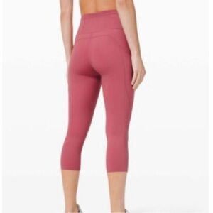 Lululemon Fast and Free Crop II 19" *Non-Reflective Cool Cherry 6